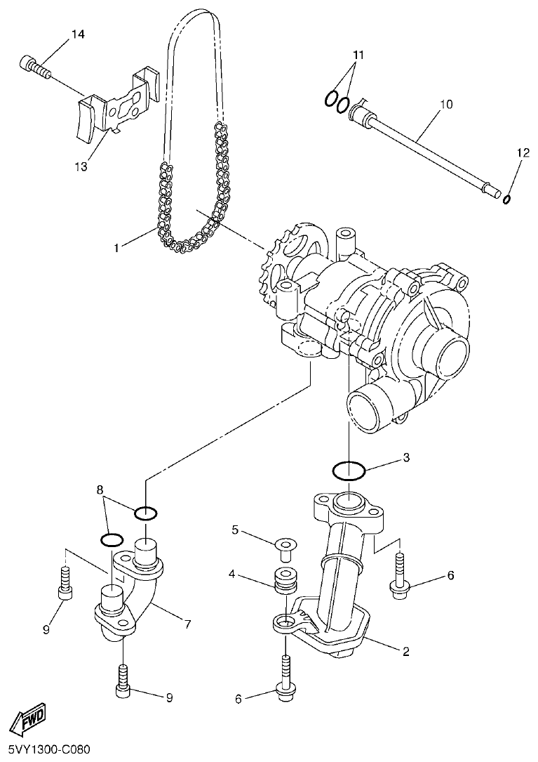 Yamaha R1 2008 OIL PUMP parts diagram